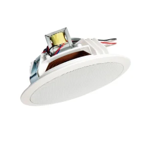 Fonestar GAT-601 6W 100V ceiling speaker with 6.5-inch double cone driver and white ABS housing front side view