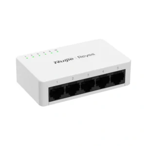 Ruijie-Reyee RG-ES05F network switch with Ruijie Cloud management for home, office and IP surveillance networks front side view