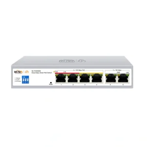 Wi-Tek WI-PCES206 4-port PoE switch with 60W power budget, Smart Roaming and Wi-Tek Cloud management front view