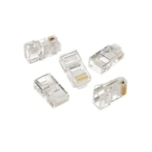UTP RJ45 gold-plated 8P8C connector with 3-fork contacts for solid cable, pack of 100