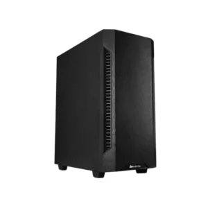 CHIEFTEC AS-01B-OP Mid Tower office PC case, black, with USB ports and multiple drive bays front side view