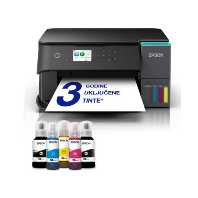 Epson INK EcoTank L6360 all-in-one printer front view with inks