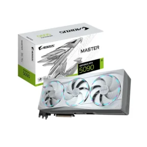 Gigabyte GeForce RTX 5090 MASTER ICE 32GB GDDR7 graphics card package and card view