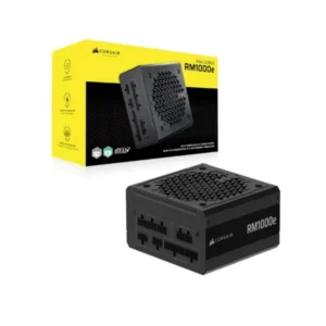 Corsair RM1000e 1000W 80 Plus Gold Fully Modular PSU front view and package