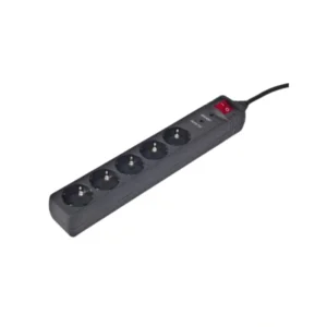 embird Power Cube 3m 9000A surge protector with 5 Schuko sockets black front side view