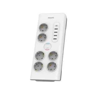 Philips 2m 8 Sockets Gray Power Protector front view