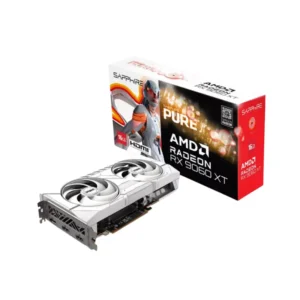 Sapphire AMD PURE Radeon RX 9060 XT Gaming OC 16GB graphics card with Dual-X cooling card and package view
