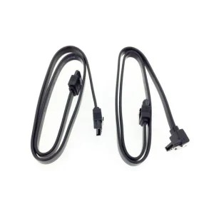 Gigabyte SATA III data cable 50 cm with metal locking clips black 2pcs front side view