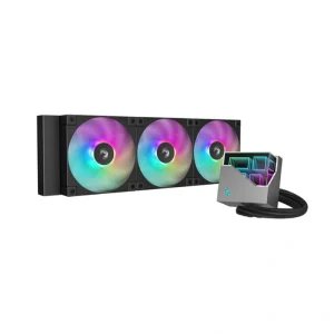 Deepcool LT360 ARGB 360mm liquid CPU cooler with RGB fans and pump front view
