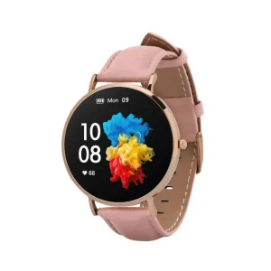 Garett Women Verona Gold/Pink Smartwatch with AMOLED display and fitness tracking features front side view