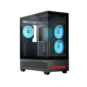 MSGW Gamer R5 A122 gaming desktop with AMD Ryzen 5 5600X, RTX 5060 8GB graphics, 16GB RAM, and 1TB SSD front side view