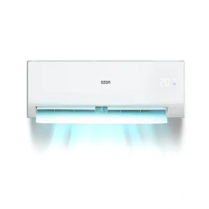 OZON Arctic Pure S/U12AWHBM75 inverter air conditioner with Wi-Fi and heater, white indoor and outdoor units, for efficient home cooling and heating front view