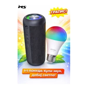 SP MS ECHO T500 Bluetooth Speaker with Smart Bulb 15W Wireless Audio Device front view