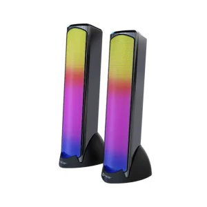 Tracer Sigma 2.0 Bluetooth USB RGB gaming speakers with metal mesh design front side view left