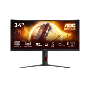 AOC CU34G4 34 inch ultrawide curved monitor 3440x1440 180Hz with HDMI and DisplayPort front view