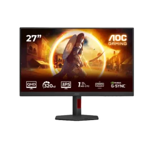AOC Q27G4SRU 27 inch QHD IPS gaming monitor 320Hz with HDMI DisplayPort USB hub adjustable stand front view