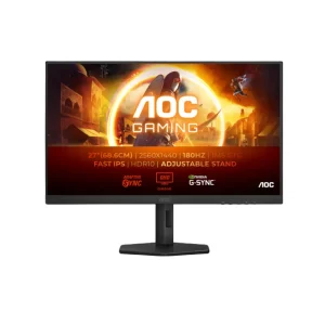 AOC Q27G4XF 27 inch QHD IPS gaming monitor 180Hz with HDMI DisplayPort and adjustable stand front view