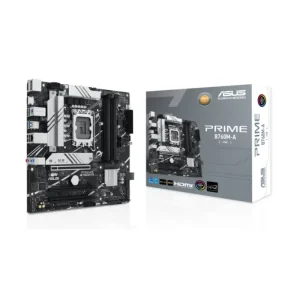 ASUS PRIME B760M-A-CSM LGA1700 motherboard with DDR5 memory, HDMI, DisplayPort front side view and package
