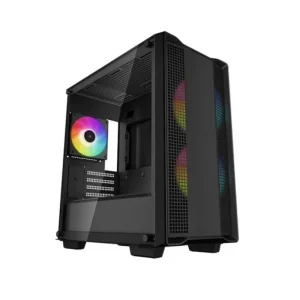 Atom Gaming desktop PC with Intel i3-12100 processor and RTX 3050 graphics card for gaming and performance front side view
