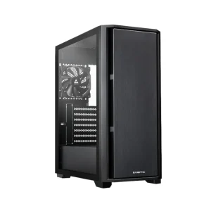 CHIEFTEC AS-02B-TG-OP mid tower PC case with tempered glass side panel and USB-C front ports front side view