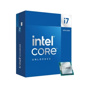 Intel Core i7-14700K Raptor Lake 20-core desktop processor LGA1700 high performance CPU for gaming and workstation use front side view