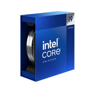 Intel Core i9-14900K Raptor Lake 24-core desktop processor LGA1700 high-end CPU for gaming and professional workloads front side view