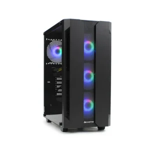 CHIEFTEC GS-01B-OP Hunter gaming PC case Mid Tower ARGB fans tempered glass black case front side view