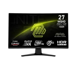 MSI MAG 274CQF 27 inch curved gaming monitor with QHD resolution 180Hz refresh rate and VA panel front view