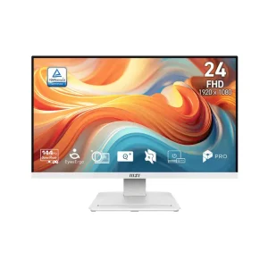 MSI PRO MP241W E14V 23.8 inch 144Hz Full HD VA monitor white design with HDMI and DisplayPort front view