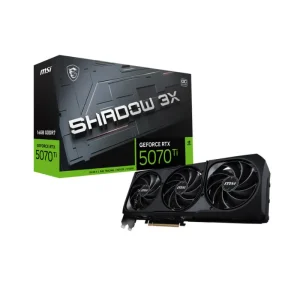 MSI RTX 5070 Ti 16GB Shadow 3X OC graphics card front side view and package