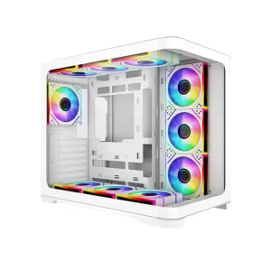 Panda Gaming desktop PC with Ryzen 5 7500F processor and RTX 5060 Ti graphics card with RGB cooling fans front side view