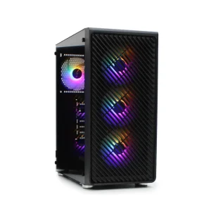 RAIDMAX Vector V211 mid tower PC case with RGB fans tempered glass and 650W power supply front side view