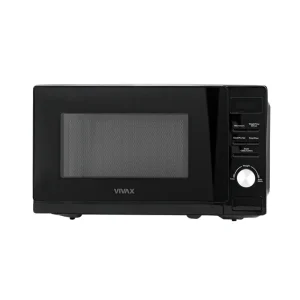 VIVAX MWO-2070 BL 20L digital microwave oven black glass design 700W LED display front view