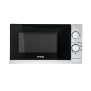 VIVAX home MWO-2077 20L microwave oven with 700W power, mechanical control, defrost function, and compact design. Ideal for everyday kitchen use front view