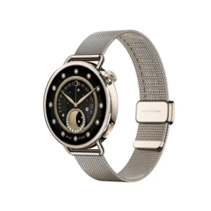 Xiaomi Watch S4 41mm Sunset Gold smartwatch AMOLED display fitness GPS stainless steel Milanese strap front side view