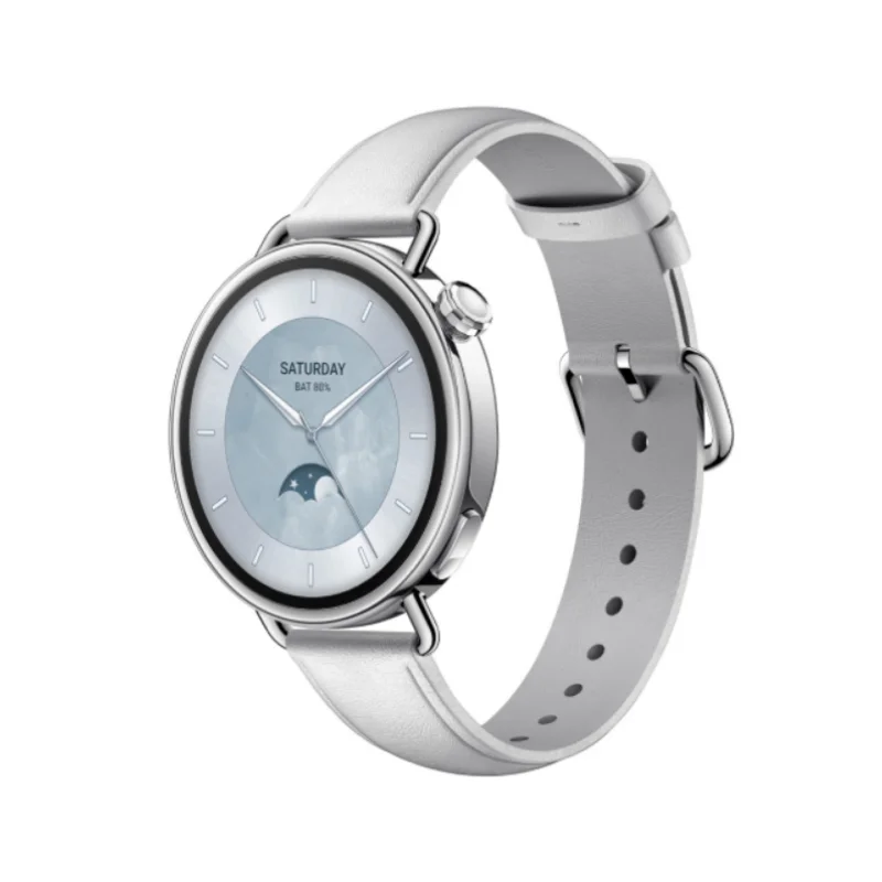 Xiaomi Watch S4 41mm White smartwatch AMOLED display GPS fitness tracking stainless steel design front side view
