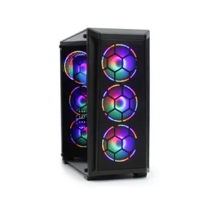 EWE AMD Ryzen 5 gaming PC with RTX 5060 16GB RAM 1TB SSD RGB desktop computer front side view