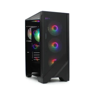 EWE Ryzen 7 7700X gaming PC RTX 5060 Ti 16GB 32GB DDR5 1TB SSD high performance desktop computer front side view