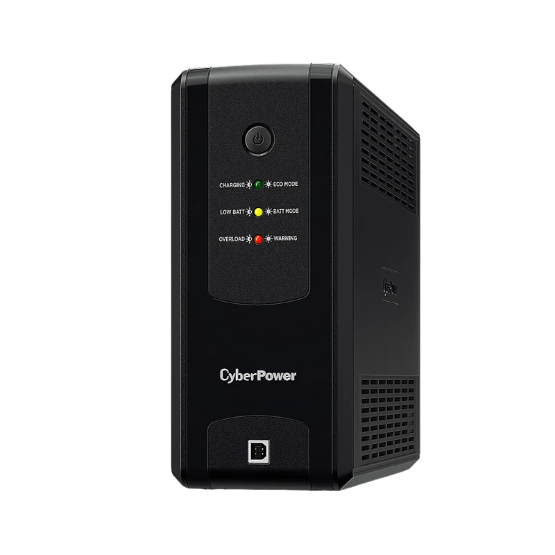 CyberPower UT1050EG 1050VA 630W line-interactive UPS tower with Schuko outlets and LED indicators front side view