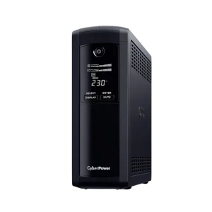 CyberPower VP1600EILCD 1600VA 960W line-interactive UPS with LCD display and 8 IEC C13 outlets front side view