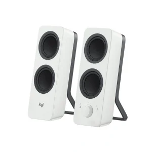 Logitech Z207 Bluetooth White 2.0 stereo speakers with wireless Bluetooth 4.2 connectivity and compact desktop design for PC laptop and mobile devices front side view