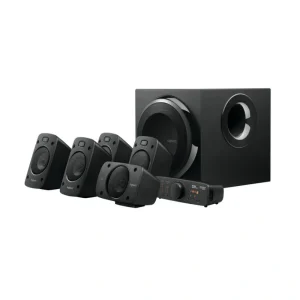Logitech Z906 5.1 surround sound speaker system with THX certification Dolby Digital DTS and 1000W peak power front side view