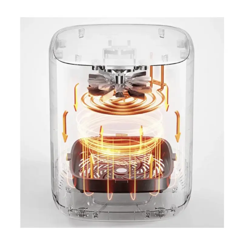 XIAOMI Air Fryer 6.5L White BHR083MEU hot air fryer with 1700W power, 7 cooking programs, 360 degree convection heating and large capacity inside view