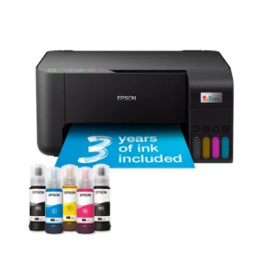 Epson L3230 EcoTank ITS Multifunction Inkjet Printer A4 USB Black with 5 Ink Bottles front view