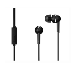 Genius HS-M300 Black wired in-ear headphones with microphone and 3.5 mm audio connector front view