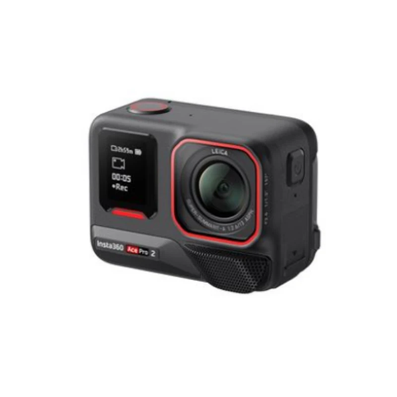 Insta360 Ace Pro 2 Standard Bundle 50MP 8K action camera with Leica color profiles and Active HDR front side view in left