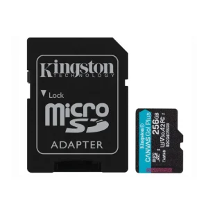 Kingston Canvas Go Plus 256GB MicroSDXC Memory Card 200MB/s Read 160MB/s Write A2 U3 V30 with SD Adapter front view