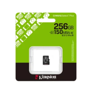 Kingston Canvas Select Plus G3 256GB MicroSDXC Memory Card UHS-I U1 V10 A1 150MB/s front view package