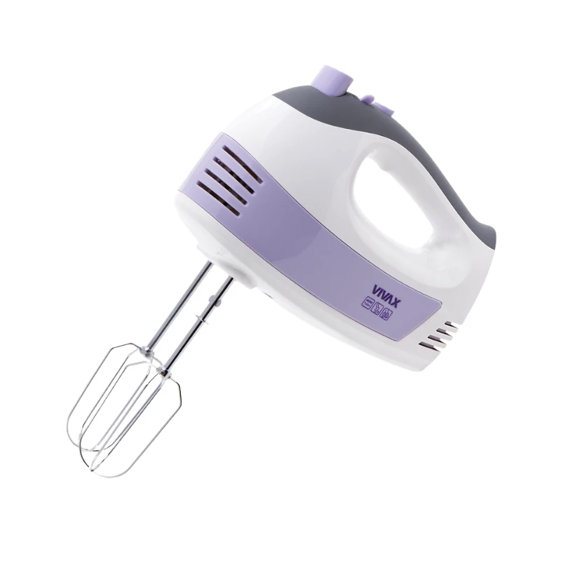 VIVAX HOME HM-400WP 400W hand mixer with 5 speeds, whisk and dough hooks side view