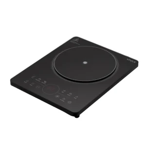 VIVAX HOME HPI-2200TPB 2200W black induction plate with digital controls and ceramic glass surface front side view